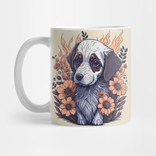 Cute puppy with Flowers Mug